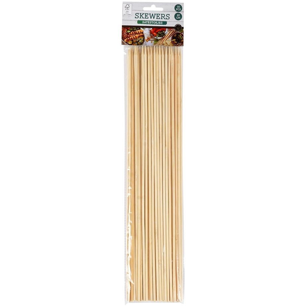Wooden skewer set 50 pcs, 40 cm long - Perfect for barbecue kebabs