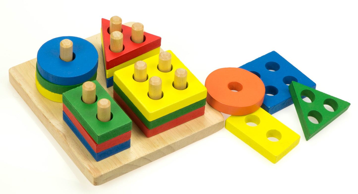 Wooden sorter dexterity puzzle 4 towers