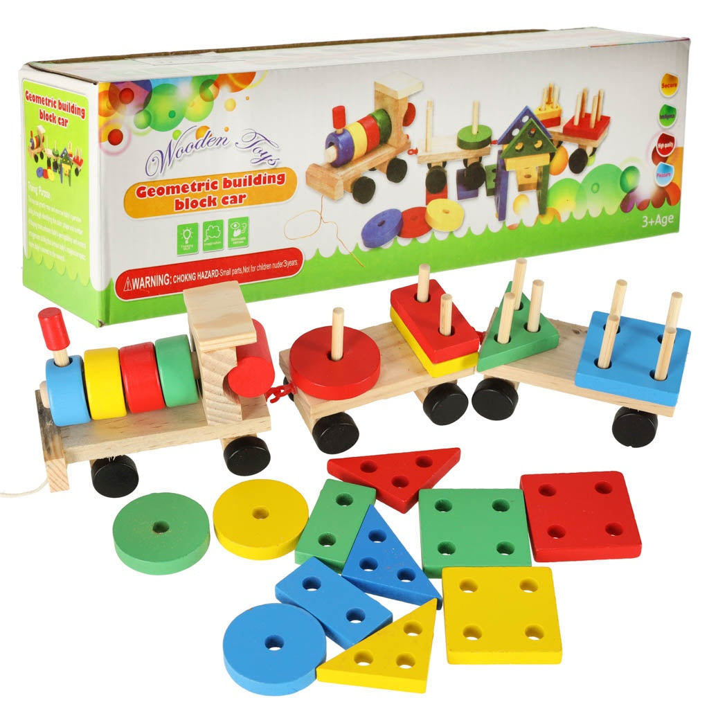 Wooden sorter dexterity puzzle train locomotive + wagons 30cm