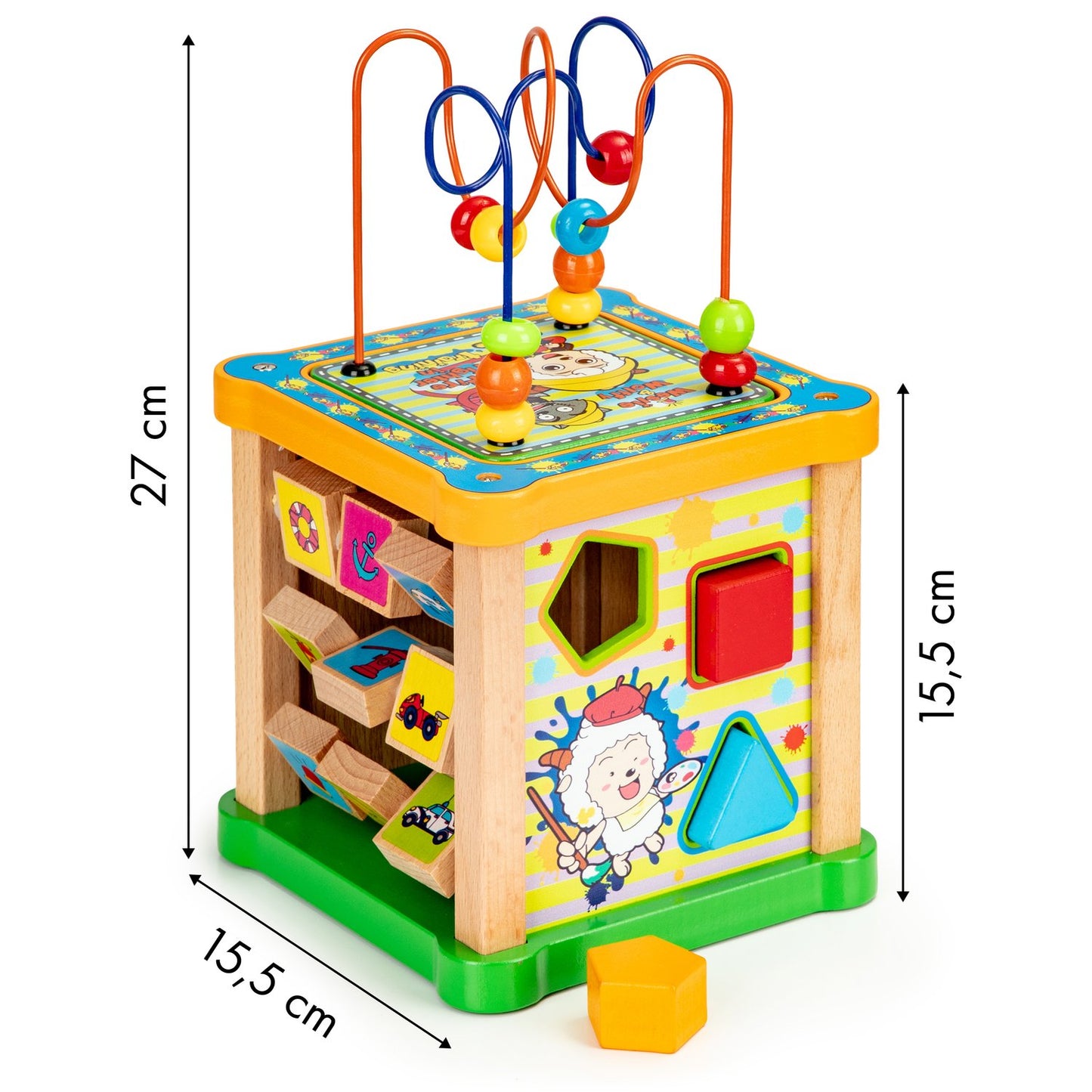 Wooden sorter educational cube + board mula Ecotoys