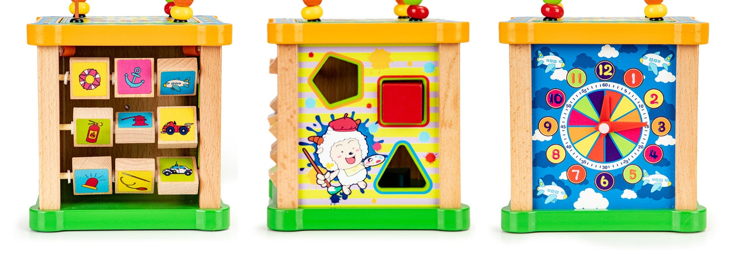 Wooden sorter educational cube + board mula Ecotoys