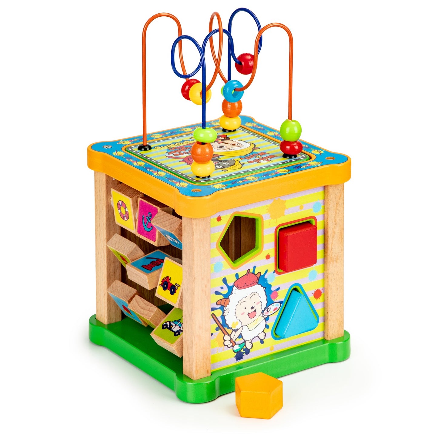 Wooden sorter educational cube + board mula Ecotoys