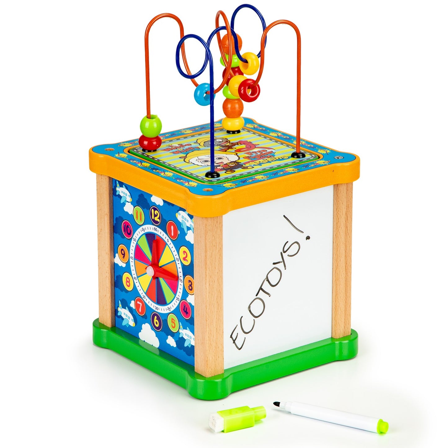 Wooden sorter educational cube + board mula Ecotoys