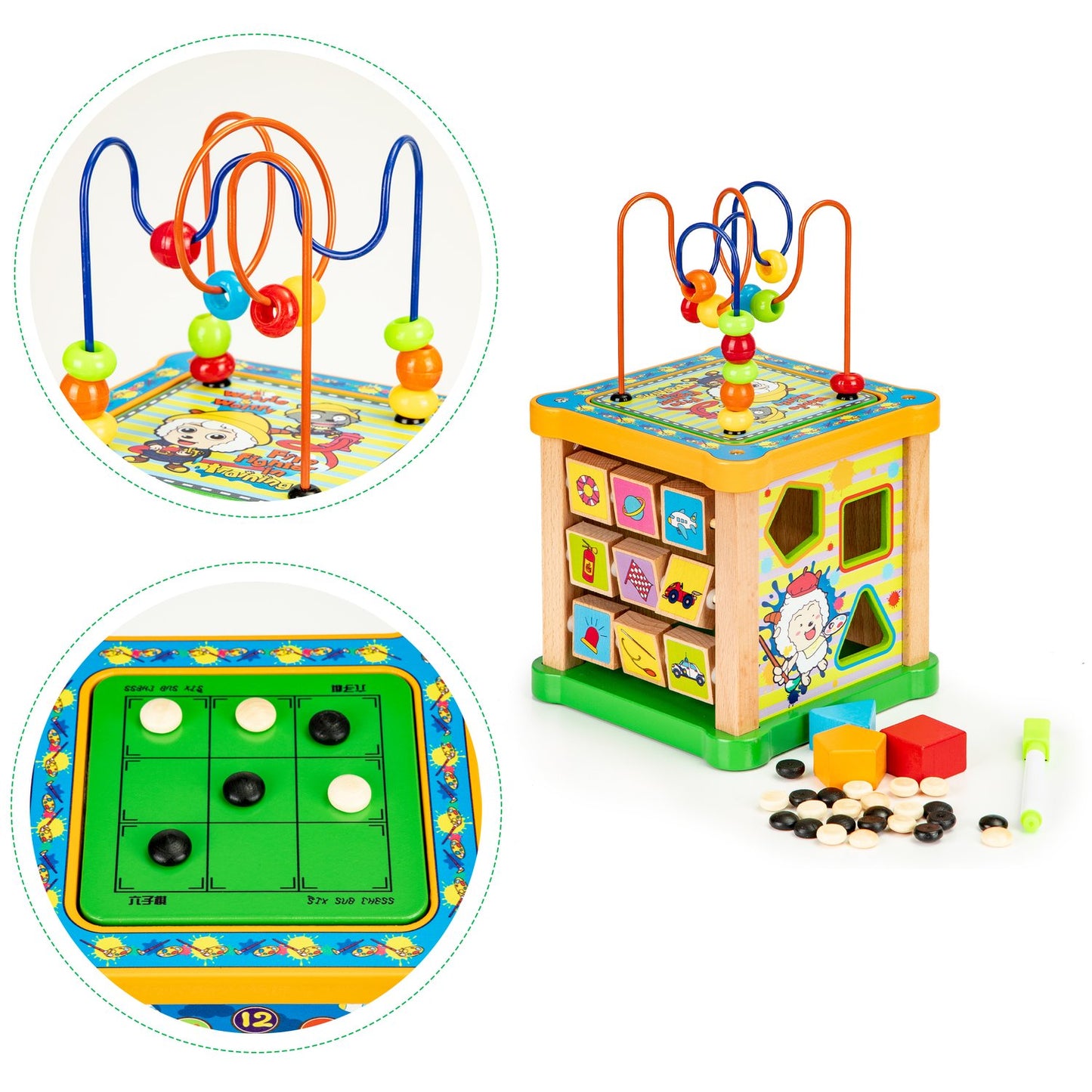 Wooden sorter educational cube + board mula Ecotoys