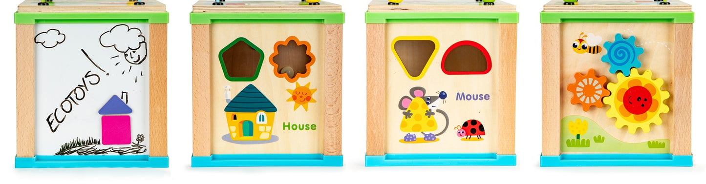 Wooden sorter educational cube + board sorter Ecotoys,