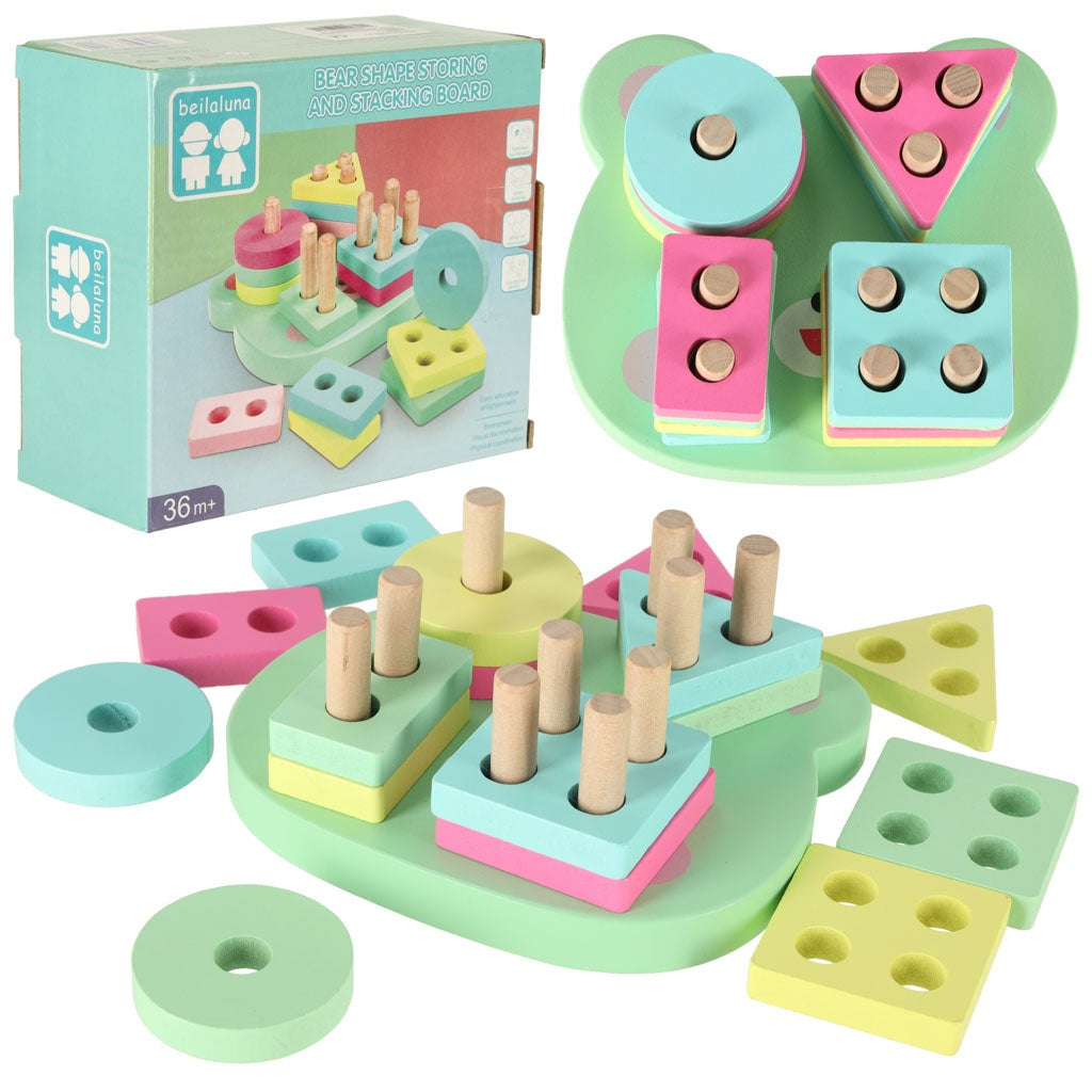 Wooden sorter match shapes puzzle 4 towers
