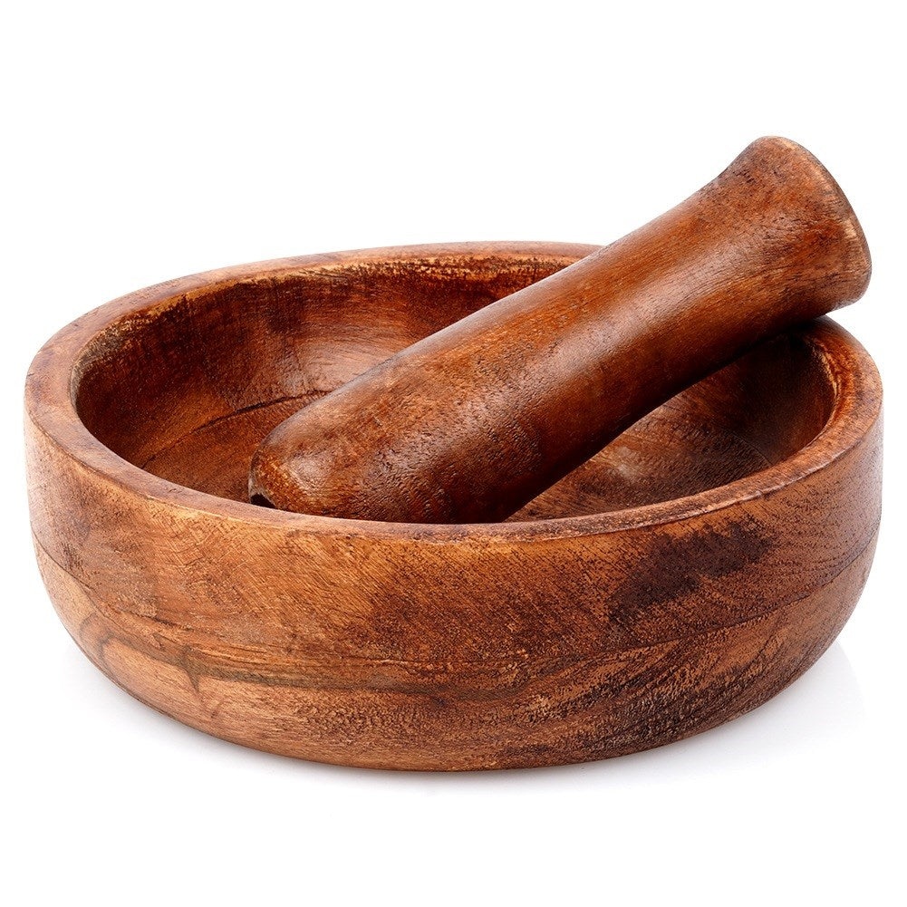Wooden spice mortar