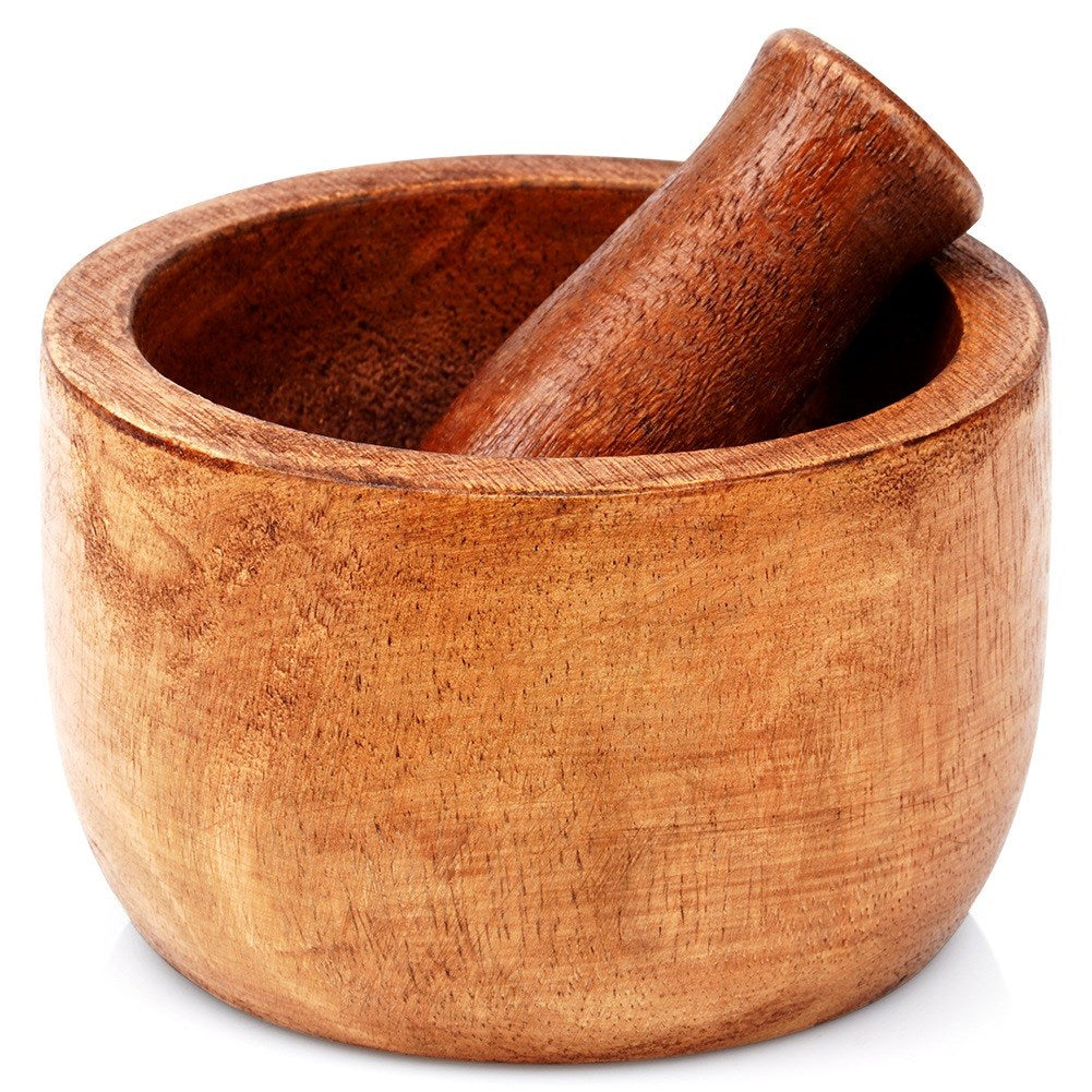 Wooden spice mortar