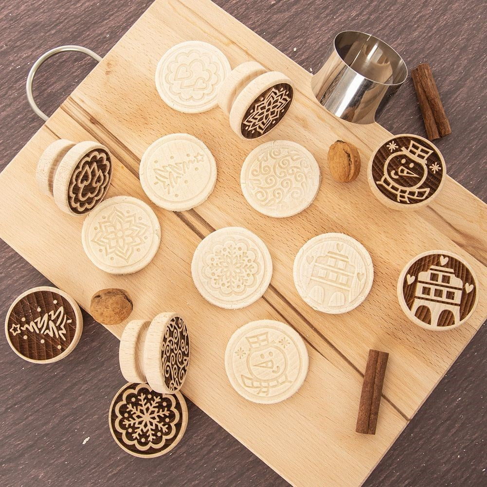 Wooden stamp for Christmas cookies - convenient and easy to use