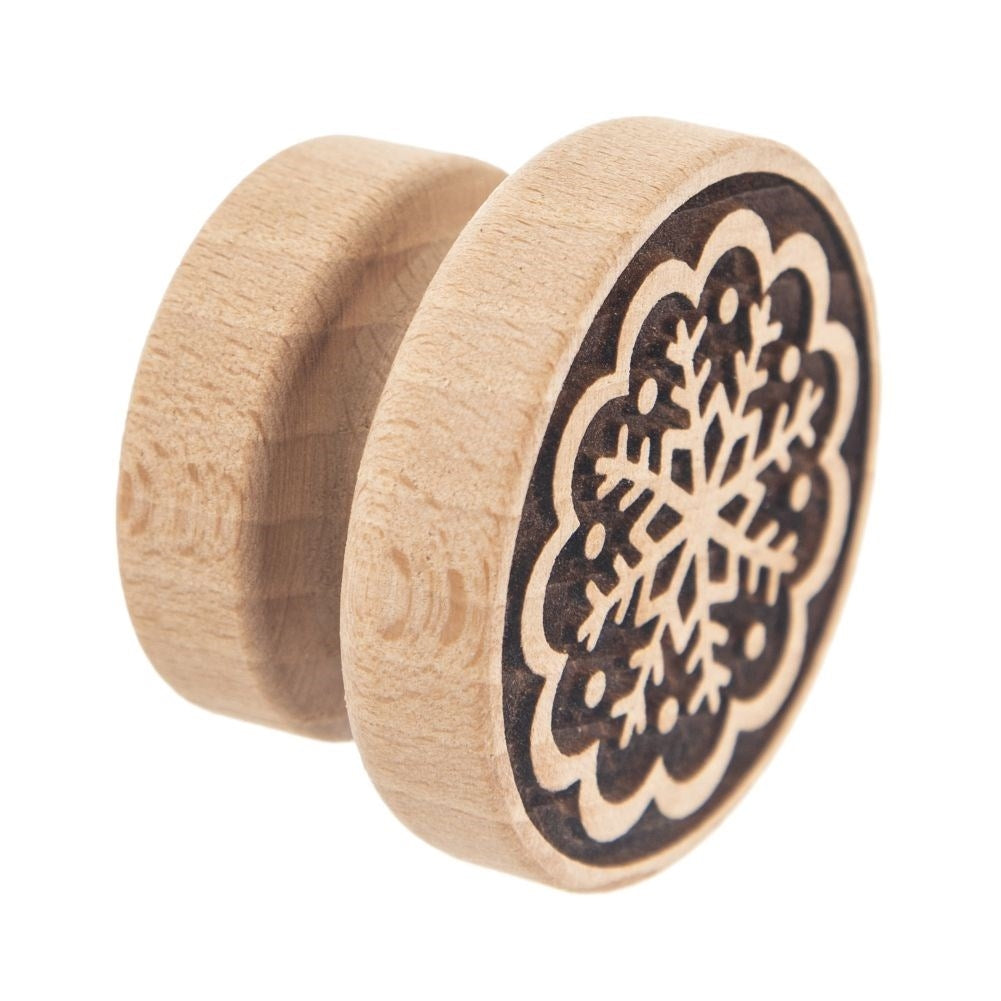 Wooden stamp with snowflake pattern for cookies, 5.5 cm diameter