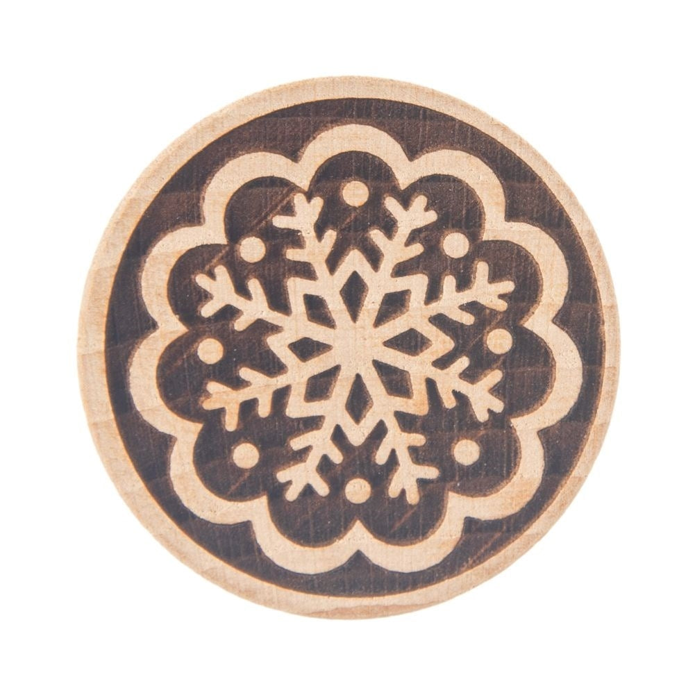 Wooden stamp with snowflake pattern for cookies, 5.5 cm diameter
