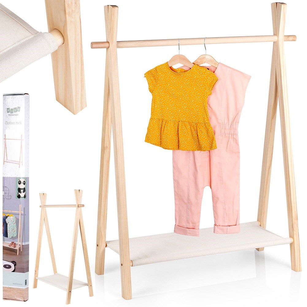 Wooden standing clothes hanger 80.5x30x100 cm