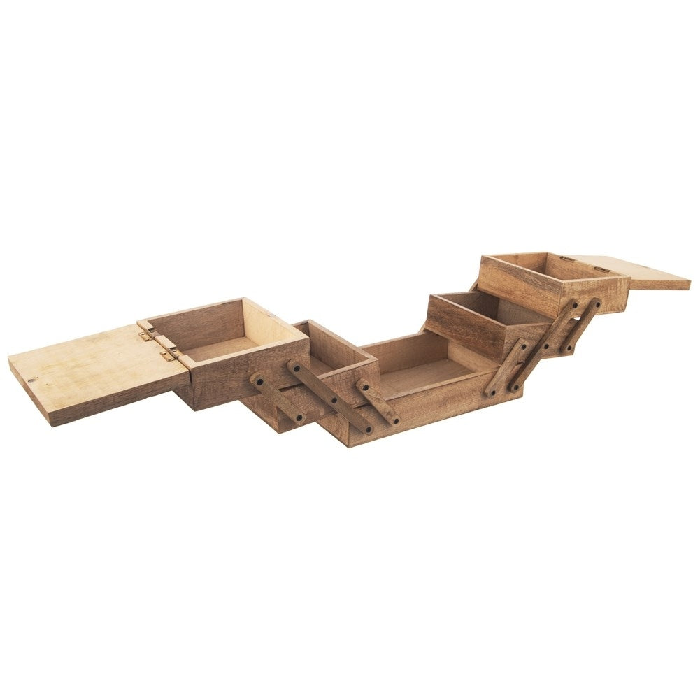 Wooden storage box with 5 compartments for sewing accessories