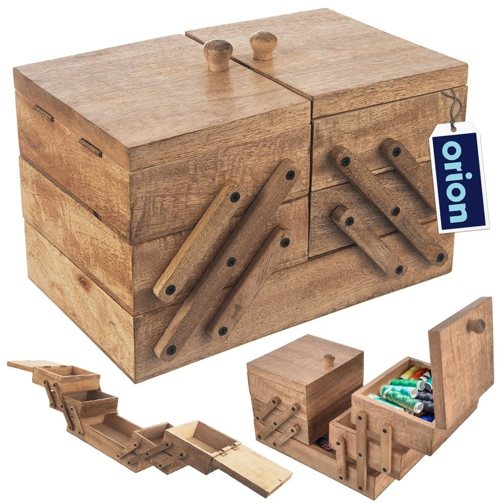 Wooden storage box with 5 compartments for sewing accessories