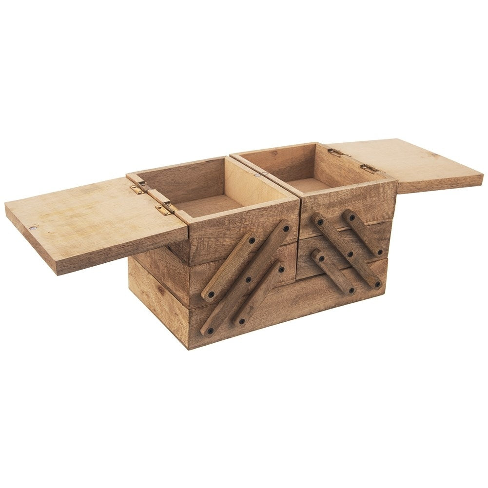Wooden storage box with 5 compartments for sewing accessories