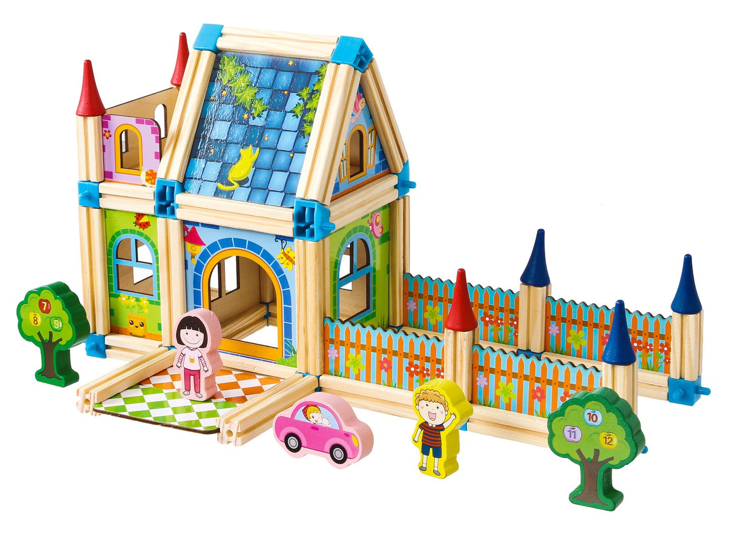Wooden structural building blocks 6-in-1 house