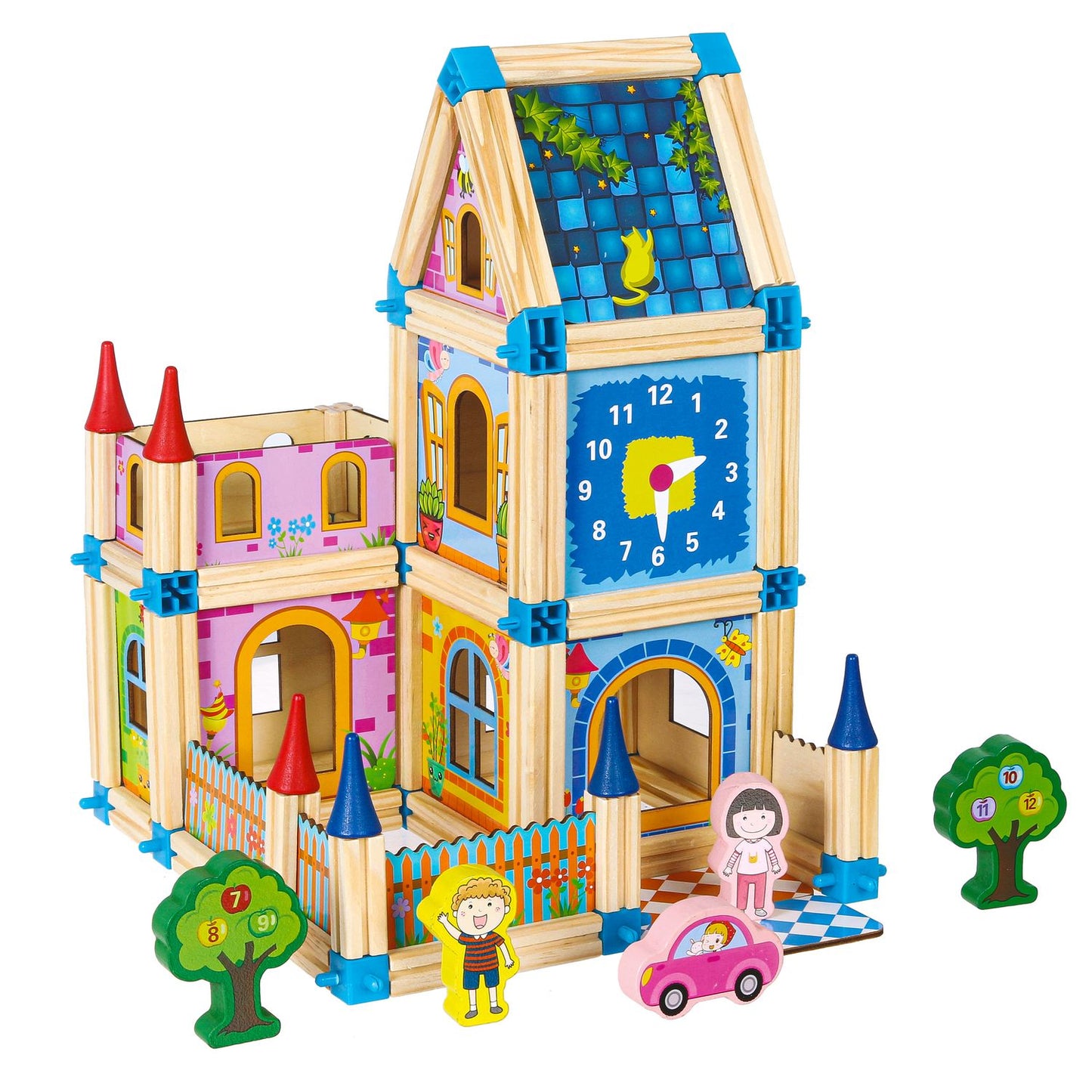 Wooden structural building blocks 6-in-1 house