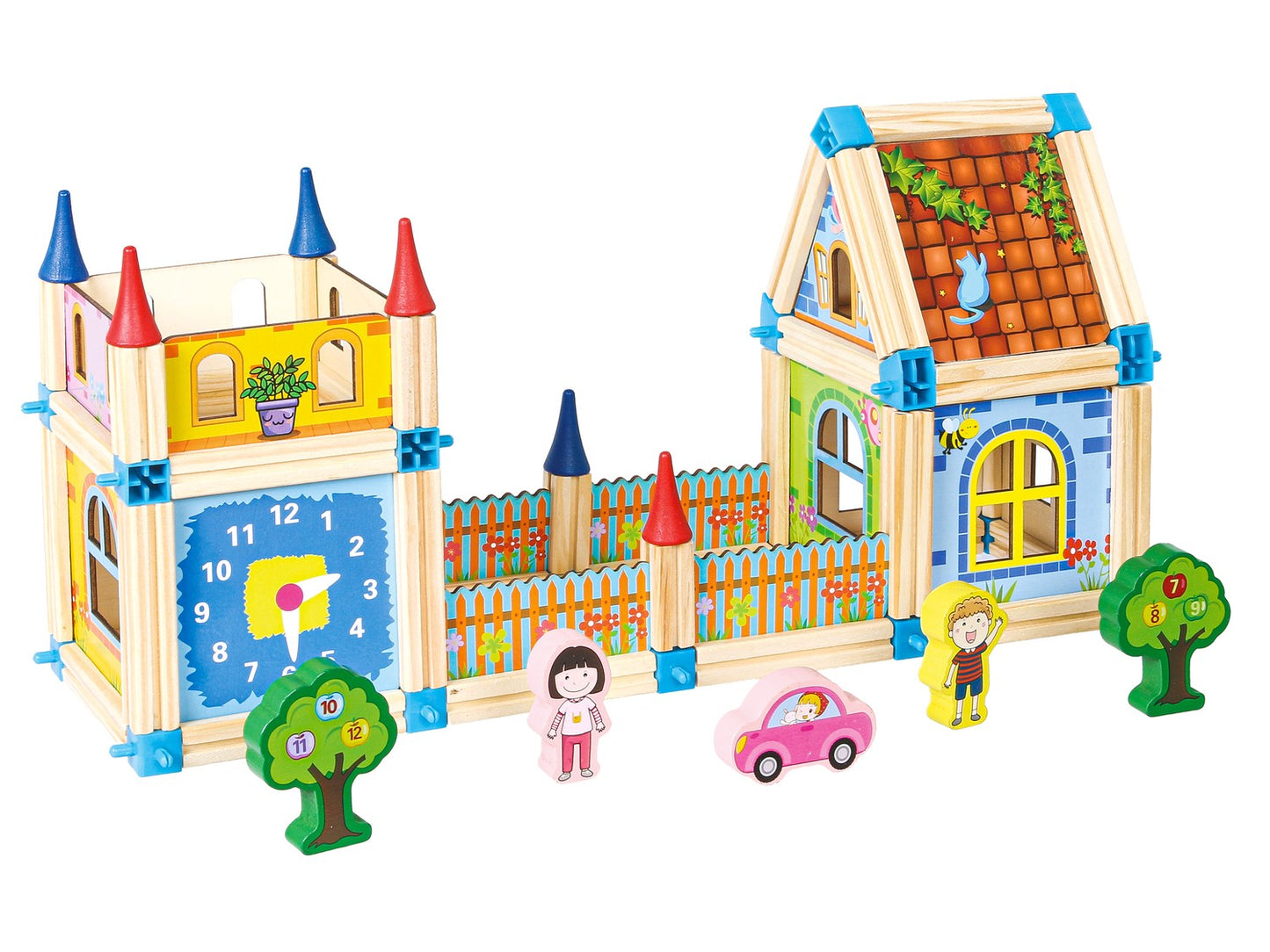 Wooden structural building blocks 6-in-1 house