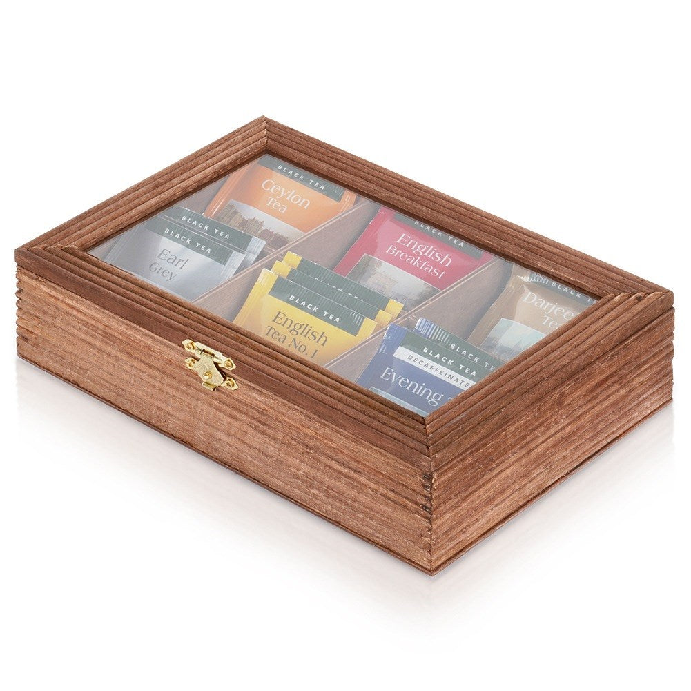 Wooden tea caddy 23.5x16.5x6 cm