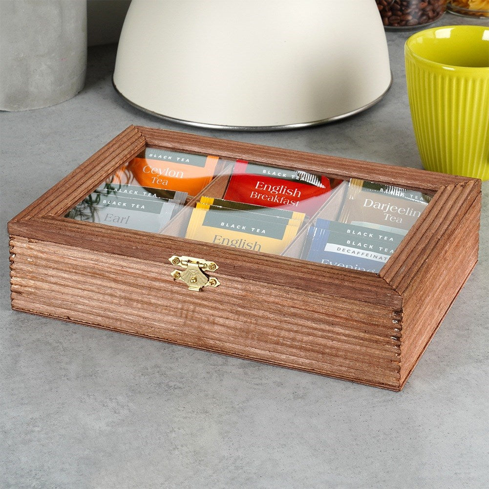 Wooden tea caddy 23.5x16.5x6 cm