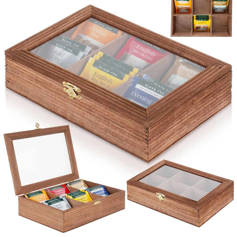 Wooden tea caddy 23.5x16.5x6 cm
