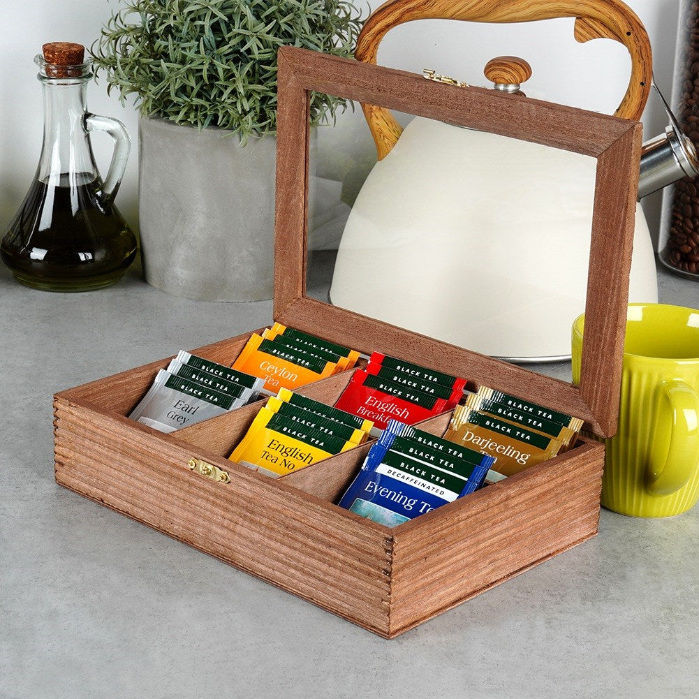 Wooden tea caddy 23.5x16.5x6 cm