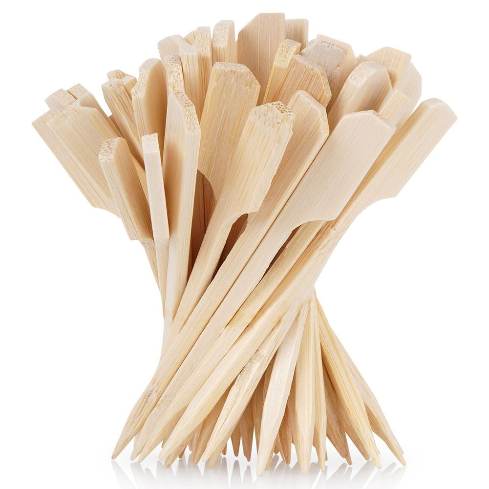 Wooden toothpicks for snacks, appetizers and barbecue skewers