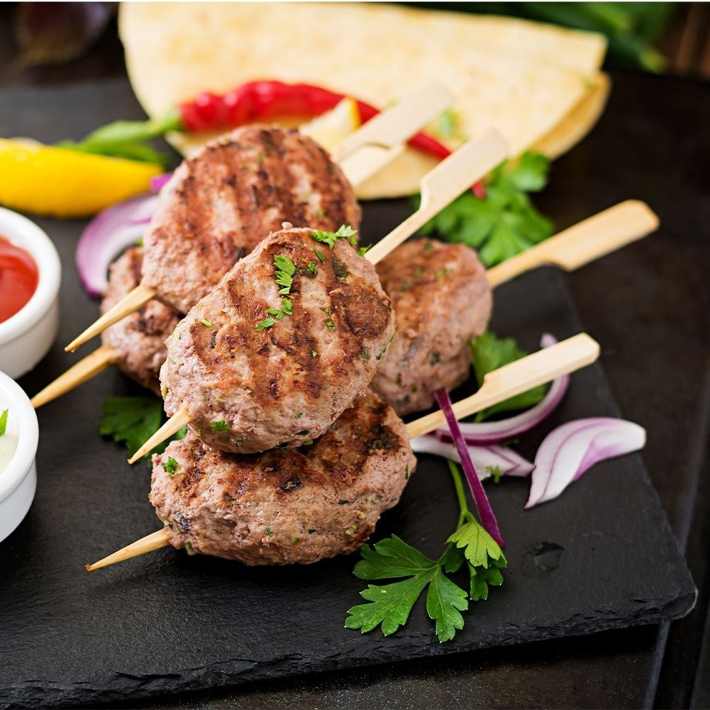 Wooden toothpicks for snacks, appetizers and barbecue skewers