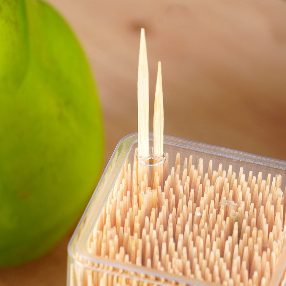 Wooden toothpicks in practical packaging for snacks and meals