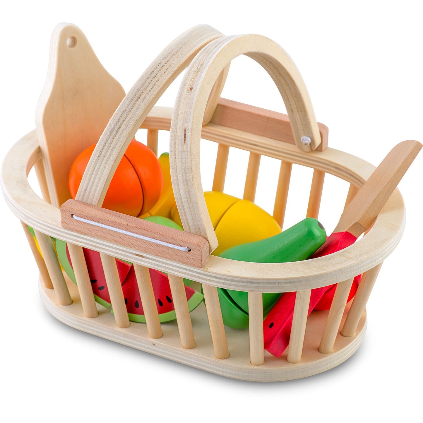 Wooden toy basket with fruit for cutting, 9 pcs RK-870 Ricokids