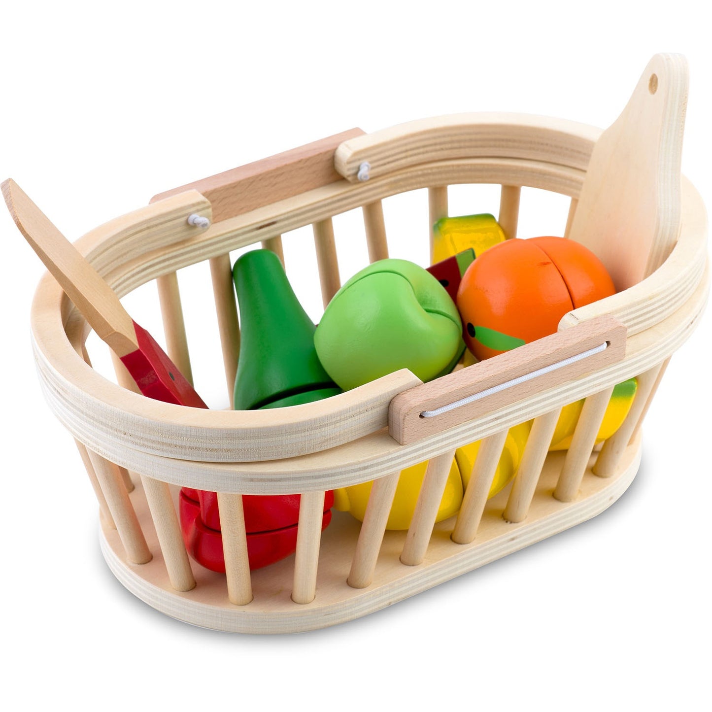 Wooden toy basket with fruit for cutting, 9 pcs RK-870 Ricokids