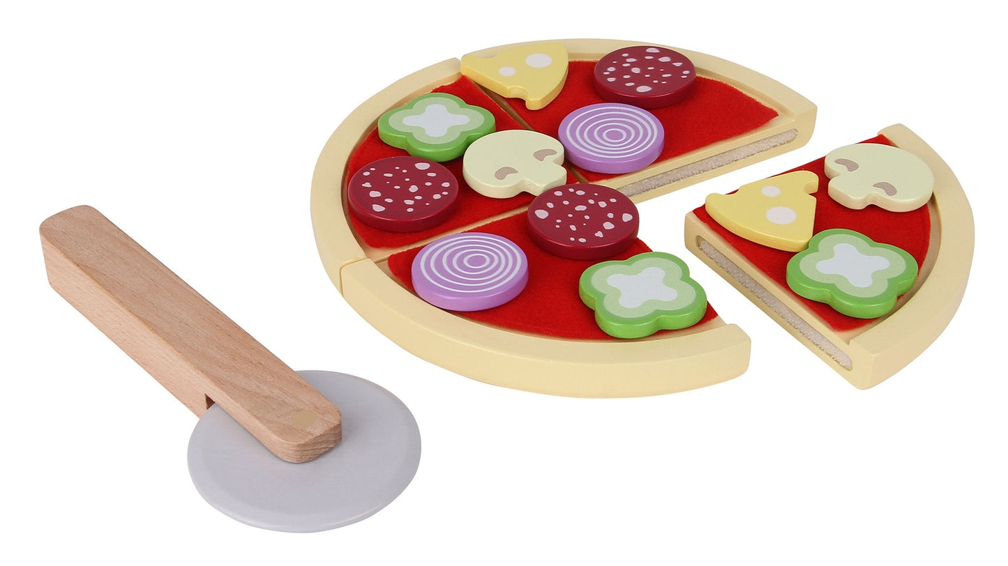 Wooden toy pizza slicer for kids