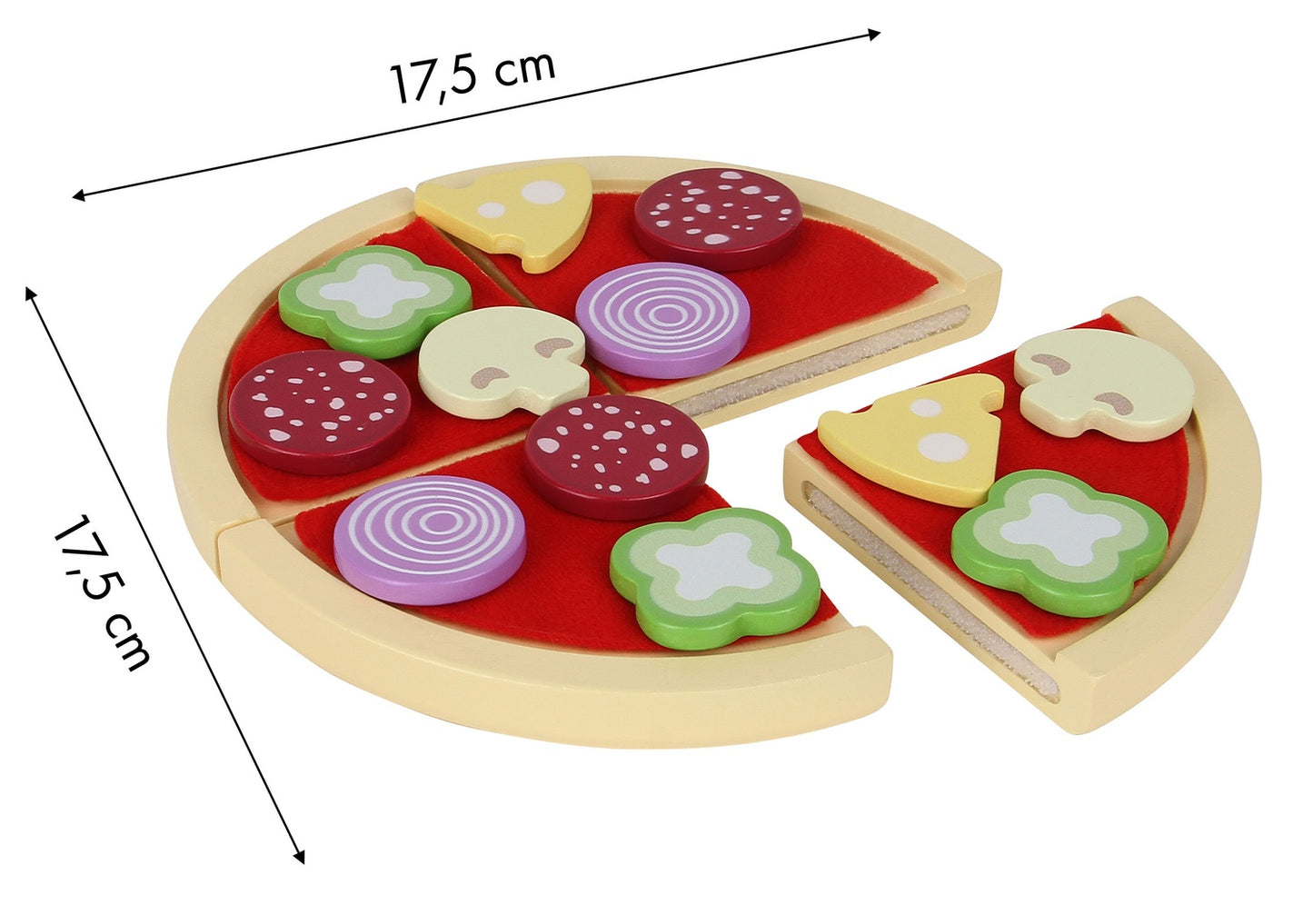 Wooden toy pizza slicer for kids