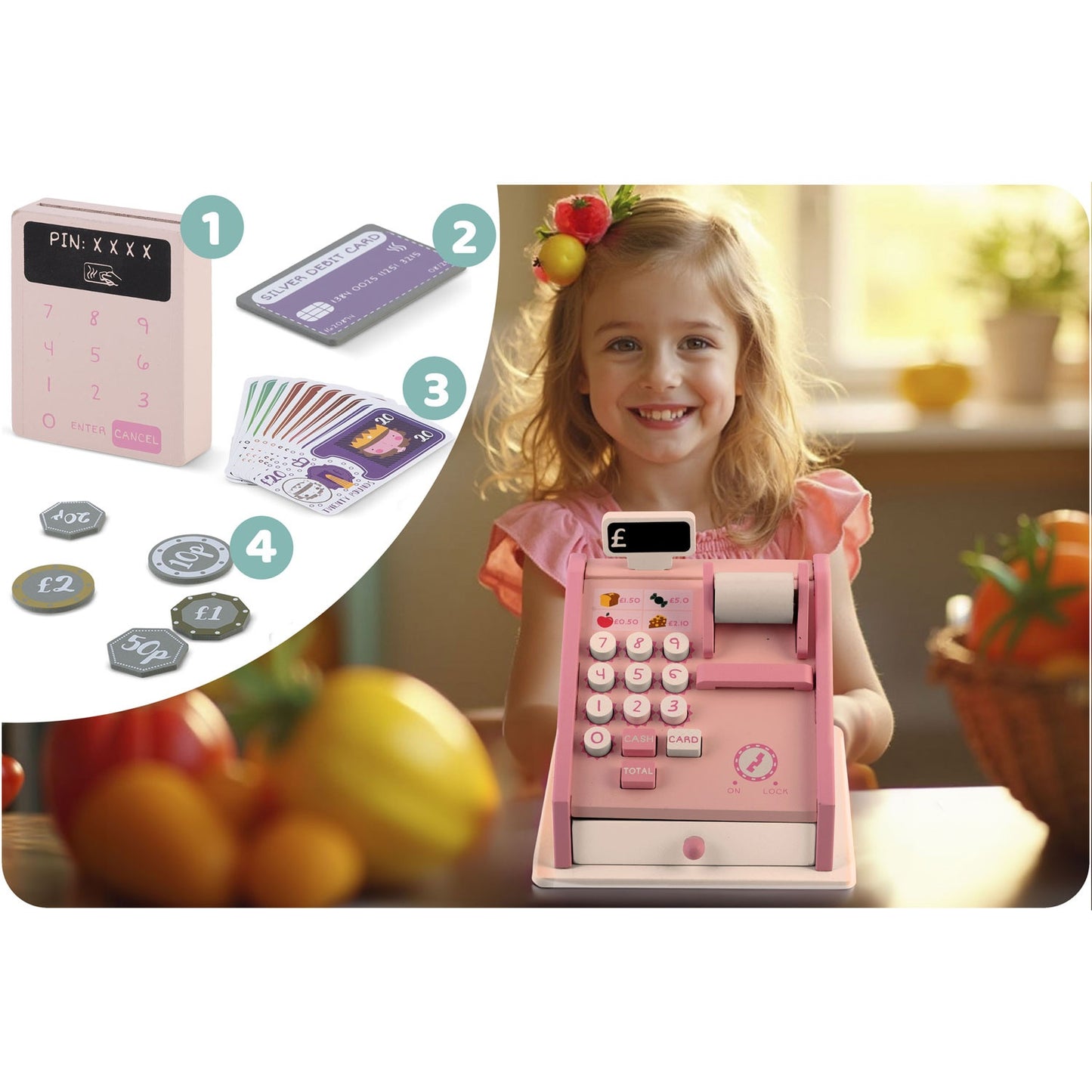 Wooden toy store cash register RK-868 Ricokids