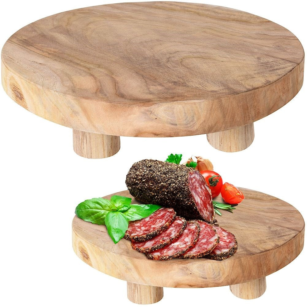 Wooden tray on legs for food and snacks - Teak wood Elegance