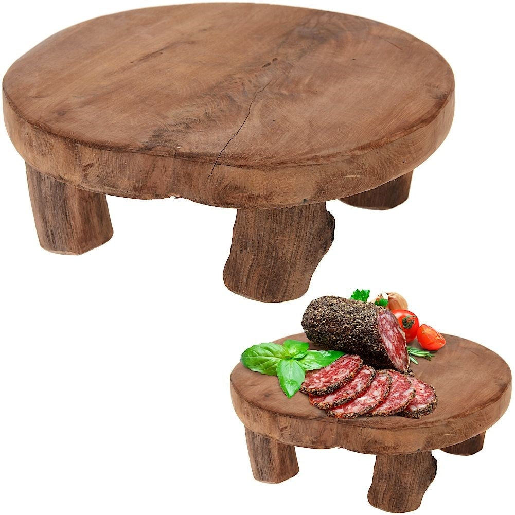 Wooden tray with legs for serving dishes and snacks