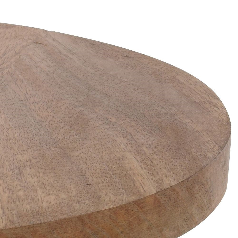 Wooden tray with metal legs for serving food and snacks