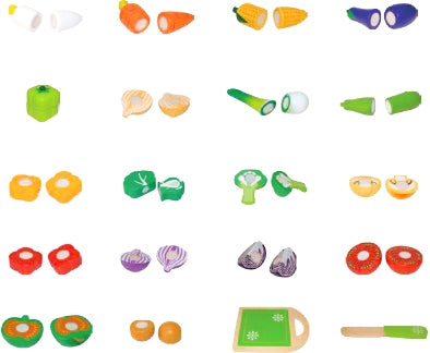 Wooden vegetables for cutting 20pcs Ecotoys