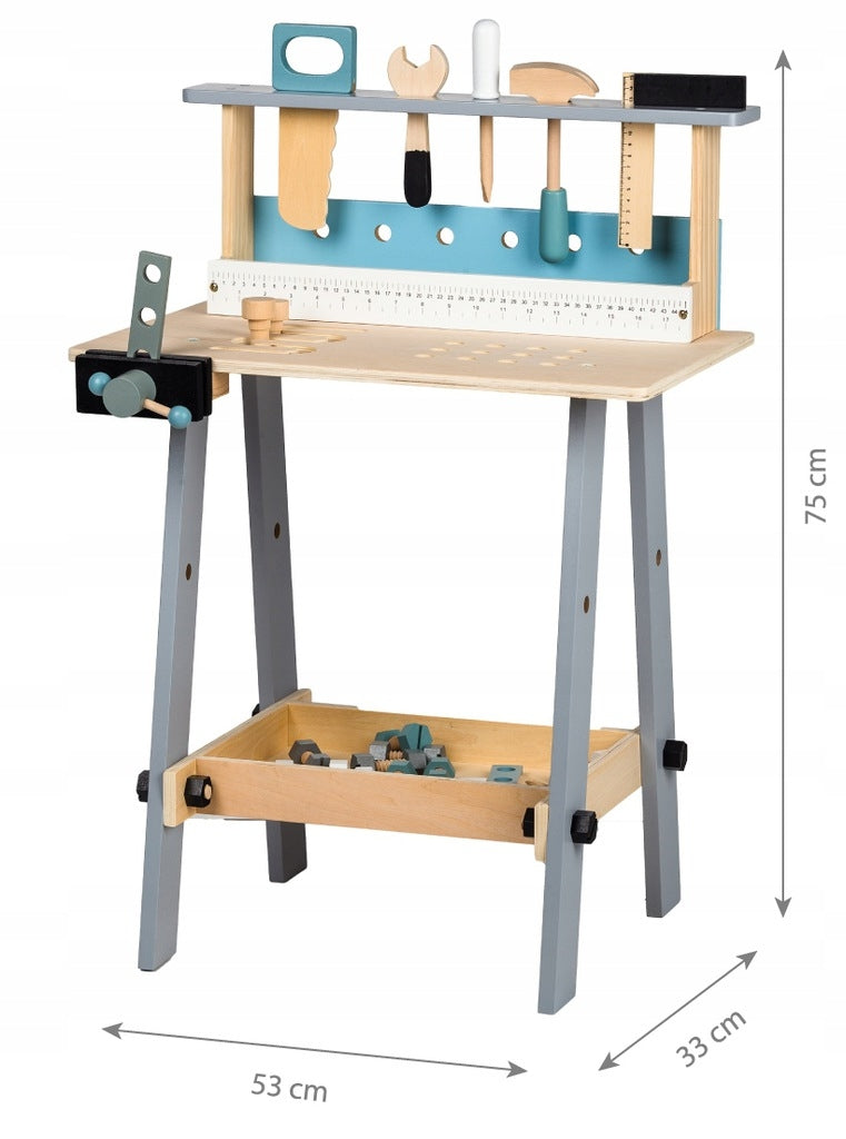 Wooden workshop table with tools 32 elements Ecotoys