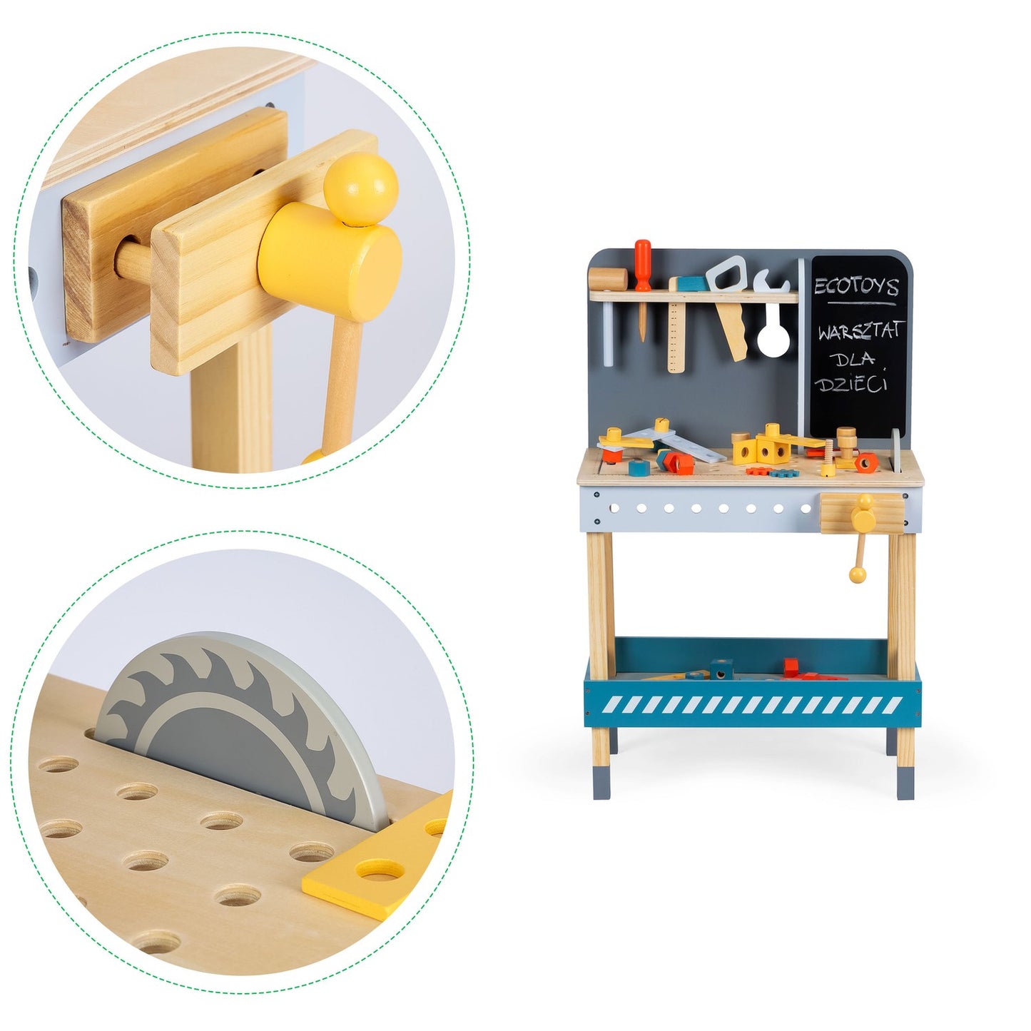 Wooden workshop with tools - 47 pcs. ecotoys