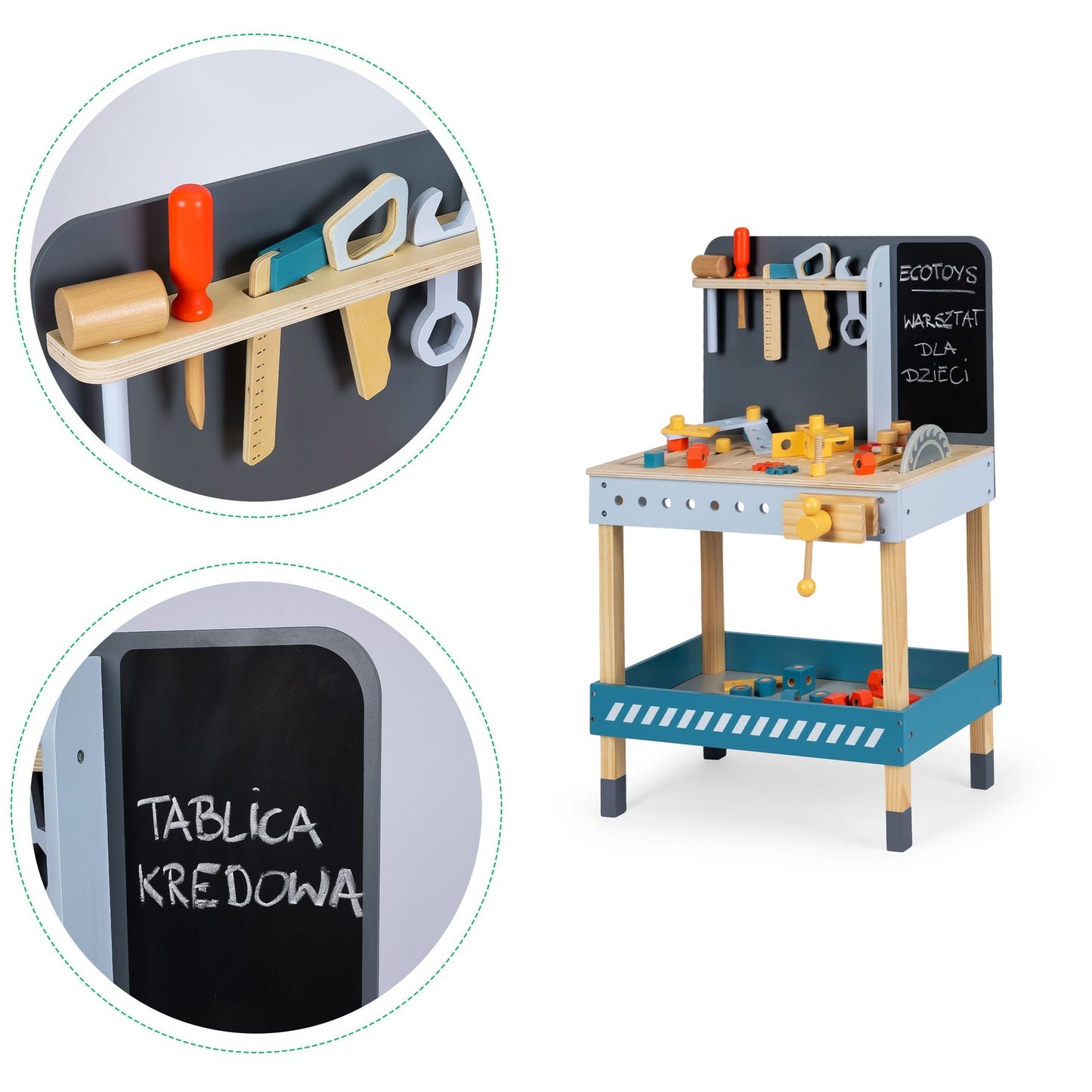 Wooden workshop with tools - 47 pcs. ecotoys