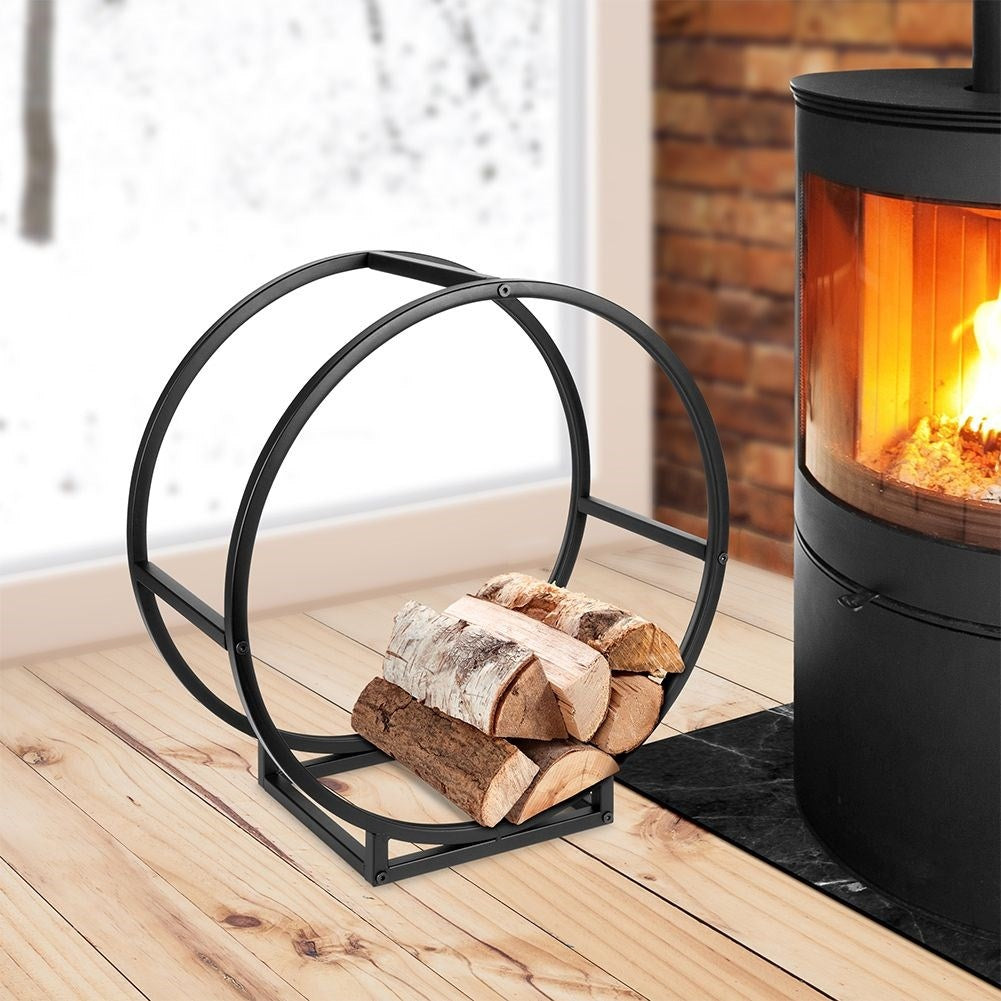 Wood stand in black metal - loft style and practical storage