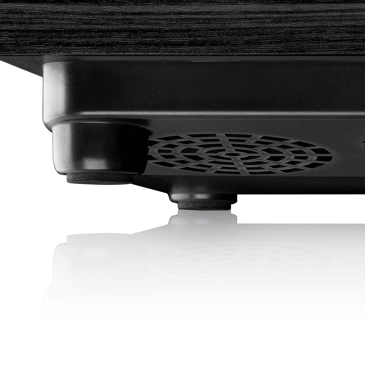 Wood turntable with built-in speakers black