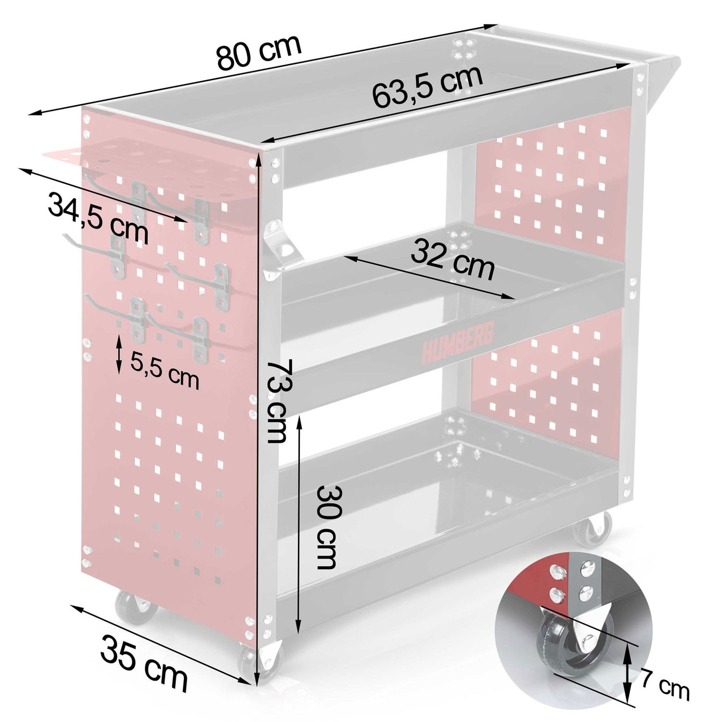 Workshop Tool Cart, Stainless Steel, 300 kg Capacity