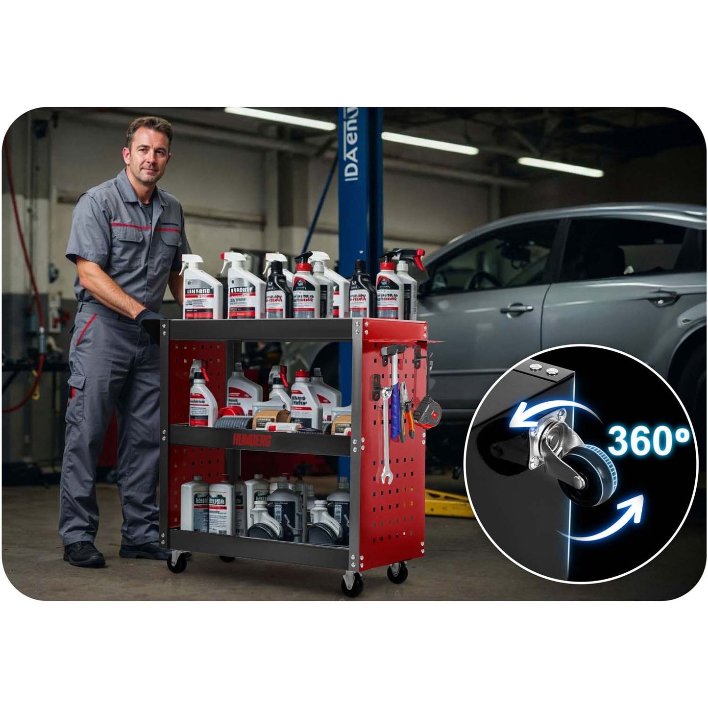 Workshop Tool Cart, Stainless Steel, 300 kg Capacity