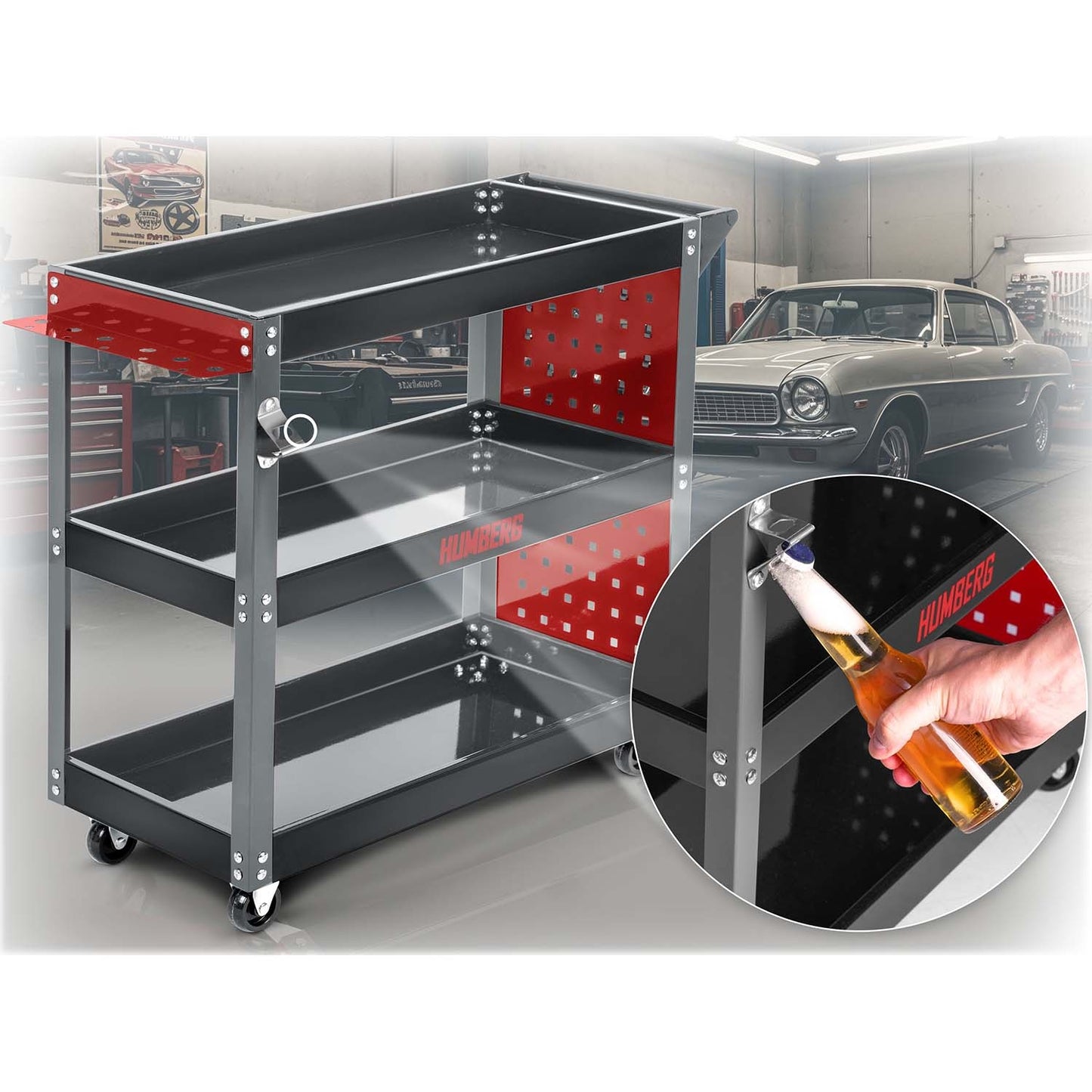 Workshop Tool Cart with Drawers, Steel