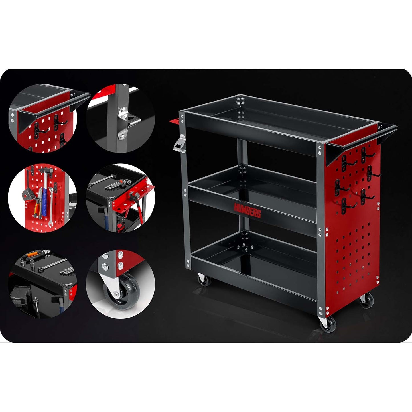 Workshop Tool Cart with Drawers, Steel