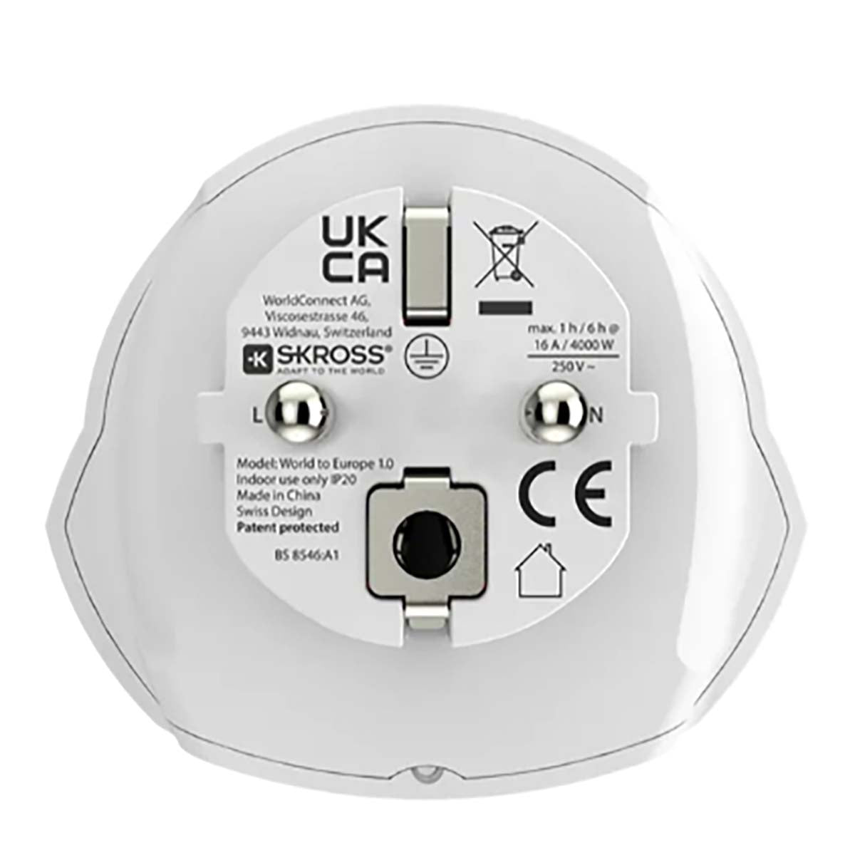 World to Europe Travel Adapter for 2-3 Pole Devices