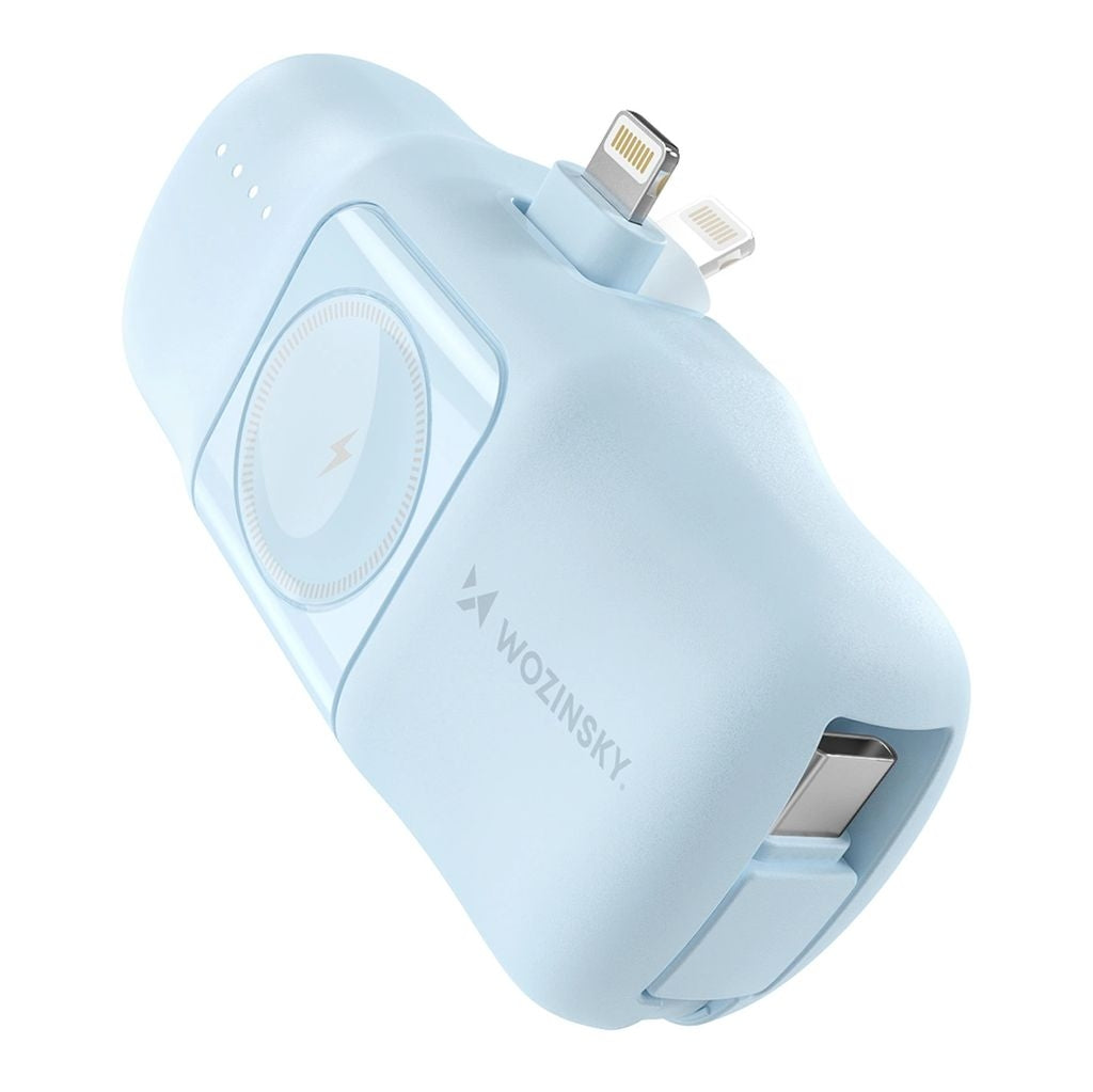 Wozinsky Mini Powerbank Lightning with USB-C & Apple Watch Charger 5000mAh - Blue