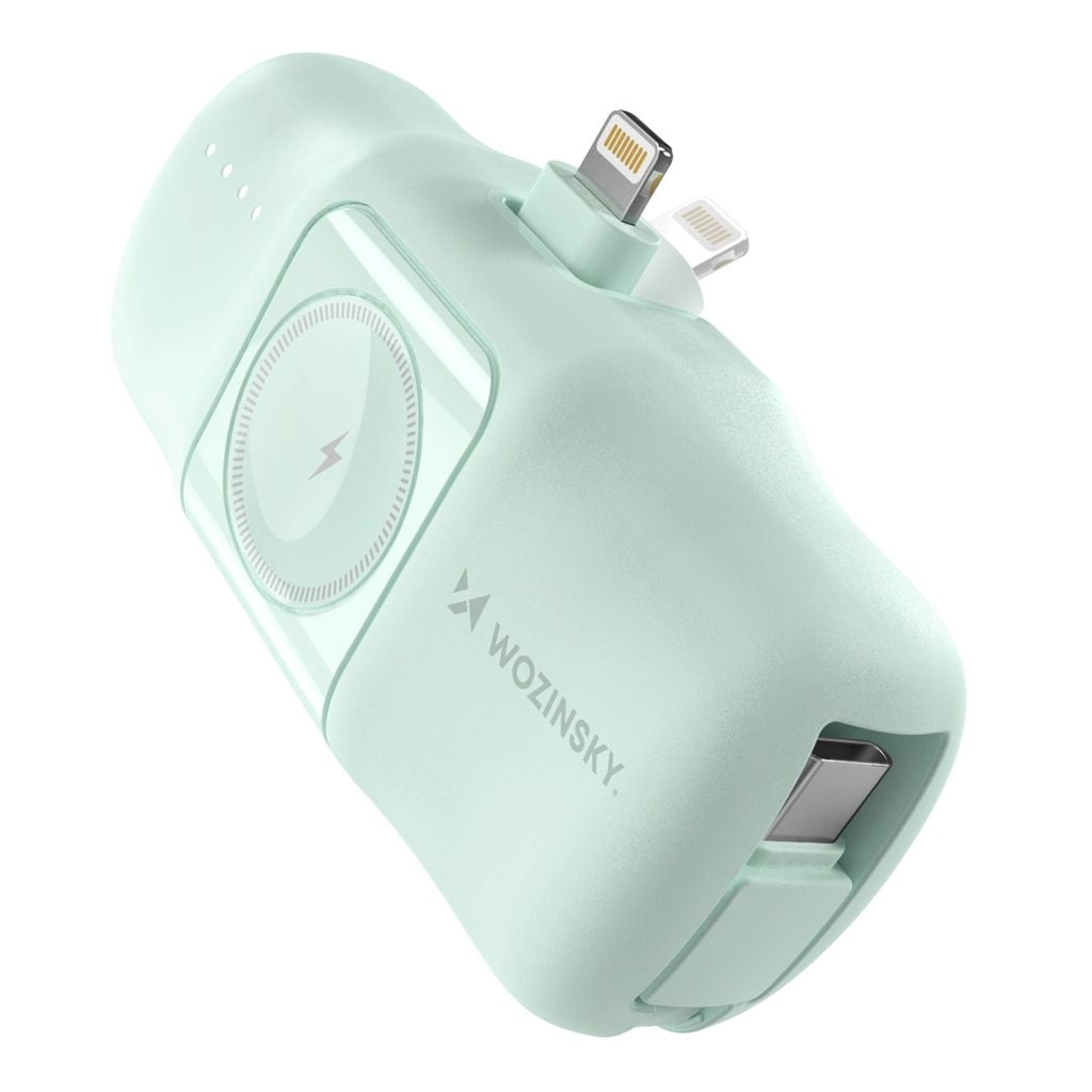 Wozinsky Mini Powerbank Lightning with USB-C & Apple Watch Charger 5000mAh - Green